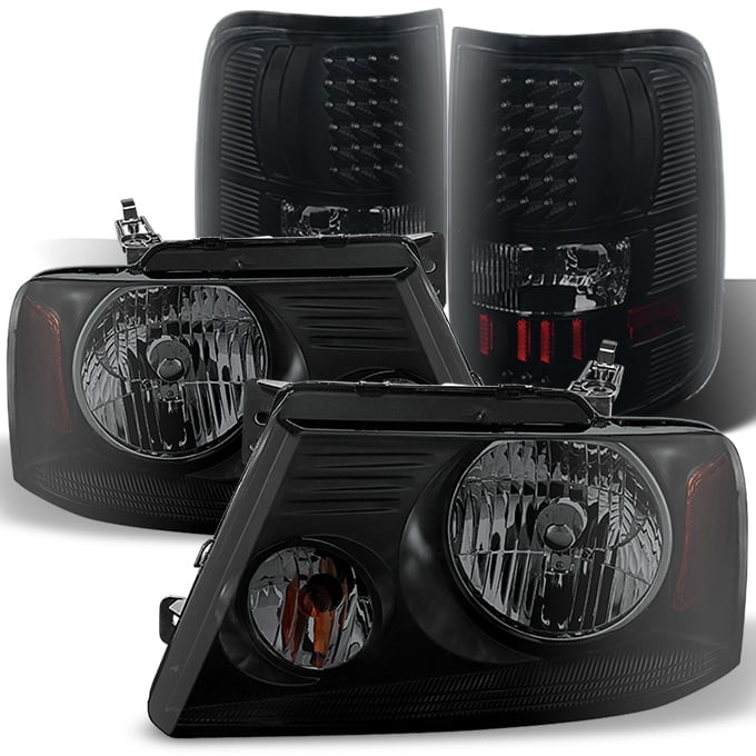 Fit 20042008 Ford F150 F150 Black Smoked Headlights + LED Tail Lights