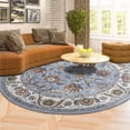 thumbnail image 7 of Jamfeel Round Rugs Vintage Print Low Pile Non-slip Circle Carpet Indoor Area Rug for Living Room Nursery, 4ft, Blue, 7 of 7