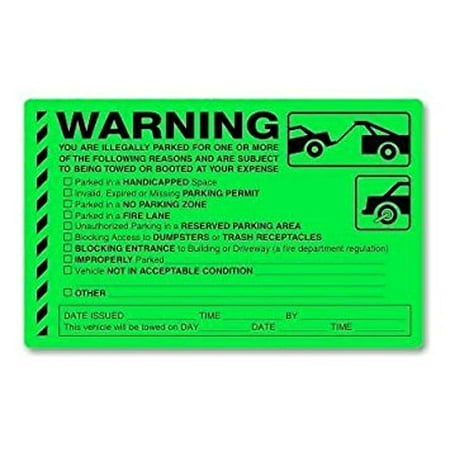 Security Warning Stickers - WARNING, YOU ARE ILLEGALLY PARKED FOR ONE OR MORE.... PARKING VIOLATION STICKERS, PACK OF 5