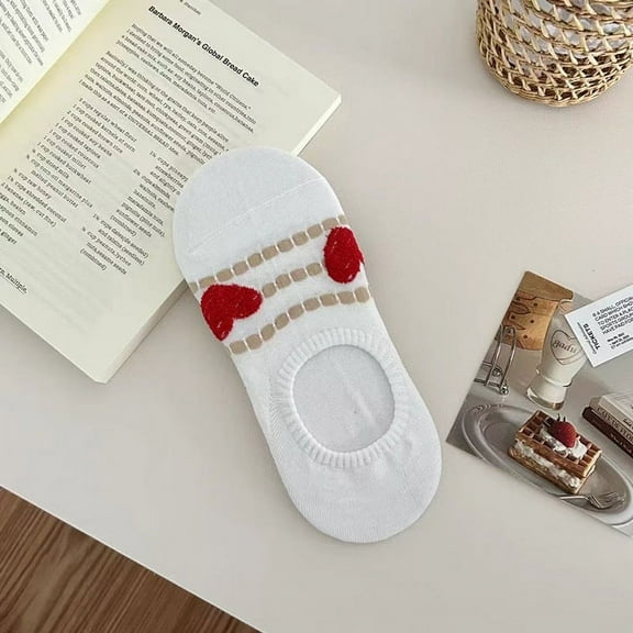 Firefly Hope 10 Pairs Non Slip Heart Pattern No Show Socks for Women, Soft Stretchable Low Cut Ankle Invisible Liner Socks, Casual & Formal Wear,Black