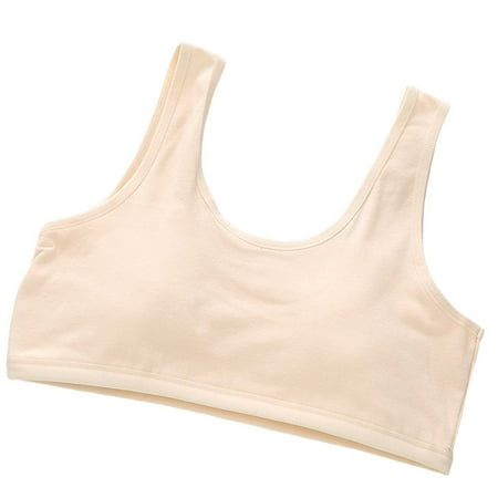 Girls Training Bras Crop Top Bra Seamless Sports Bra Training Camisole Style Lightweight Toddler Underwear Beige 9 Years-13 Years