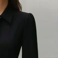thumbnail image 6 of MORTTIC Women Elegant Solid Color Tie-Waist Long Sleeve Dress Formal Occasion Midi Dress For Spring Summer Black，L, 6 of 12
