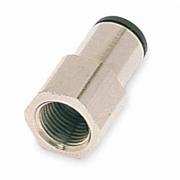 Push-Fit Adapter Fitting, 3/8 in Tube Size, Brass, Silver, 10 PK