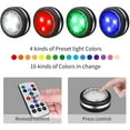 thumbnail image 4 of SHELLTON LED Puck Lights Battery Operated Under Cabinet Lighting, 16 Color Changing Puck Lights with Remote Control & Timing, Dimmable LED Closet Lights for Kitchen Cabinet and Closet (6 Packs), 4 of 11