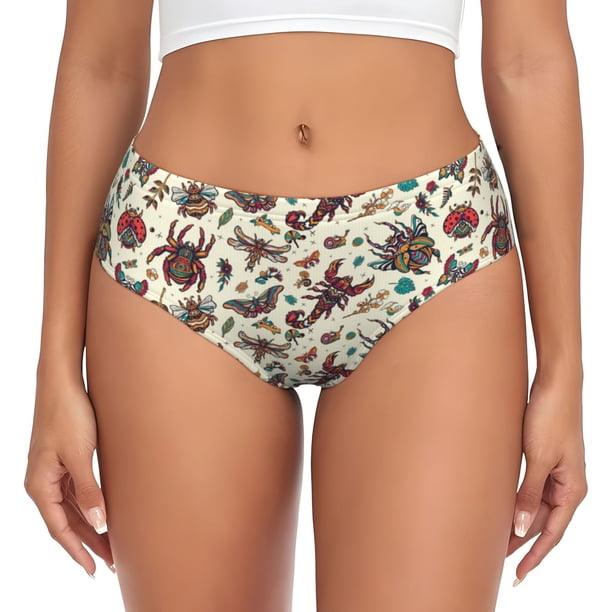 Fotbe Insects A Calzones Estampados para Mujer – Ropa Interior de Algodón, Cómoda, Suave y Elástica-Small