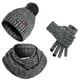 thumbnail image 2 of Sombreros de mujer de moda casual de invierno que mantienen el calor sólido conjunto de gorro de punto bufanda guante mujer sombrero de acrílico, 2 of 5