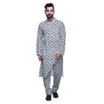 thumbnail image 1 of Atasi Kurta-Pyjama Long Asymétrique à Imprimé pour Hommes, Tenue de Fête, 1 of 4