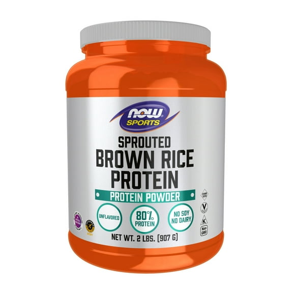 NOW Sports Nutrition, Sprouted Brown Rice Protein, 80% Protein, Unflavored Powder, 2-Pound