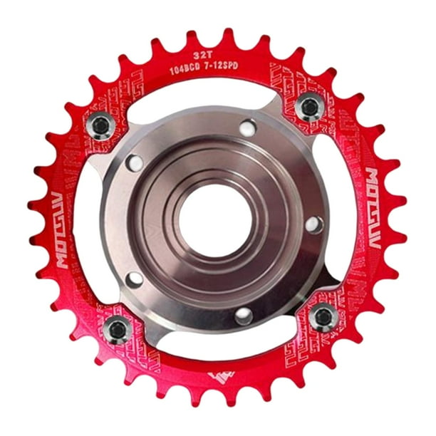 Rueda de adaptador Cola para motor de bicicleta BCD104mm 32T rojo Plato de conversión