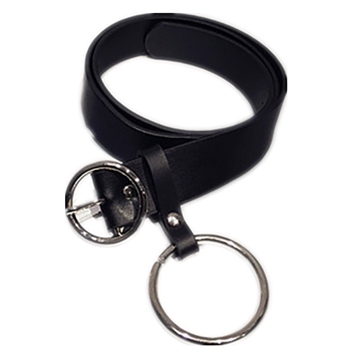 Women PU Leather Buckle Metal Circle 