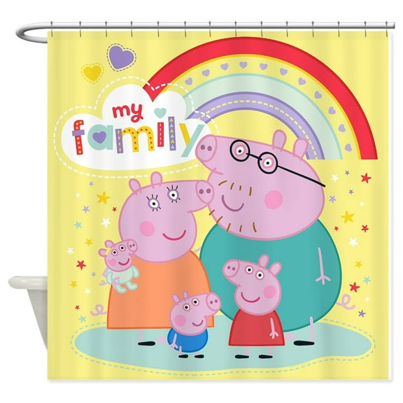 CafePress - Peppa Pig: My Family - Unique Fabric Shower Curtain 70" x 72"