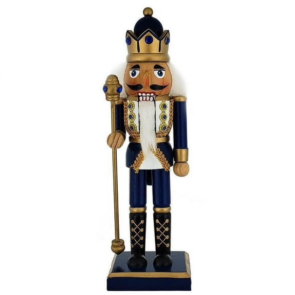 King Nutcracker Blue Gold with Scepter 10 inch