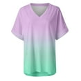thumbnail image 6 of under 5.00 LYXSSBYX Womens Tops Short Sleeve Women's Fashion Gradient Printed Blouse V-neck Short Sleeve Loose T-shirt Tops, 6 of 7
