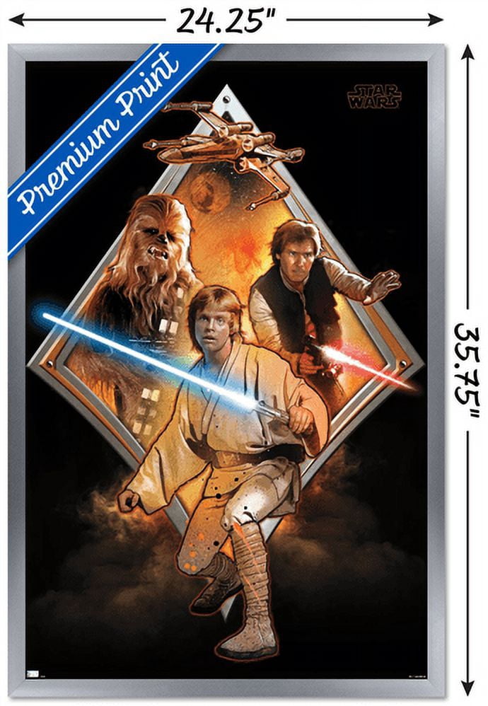 Star Wars: Original Trilogy - Heroes Badge Wall Poster, 22.375" x 34", Framed