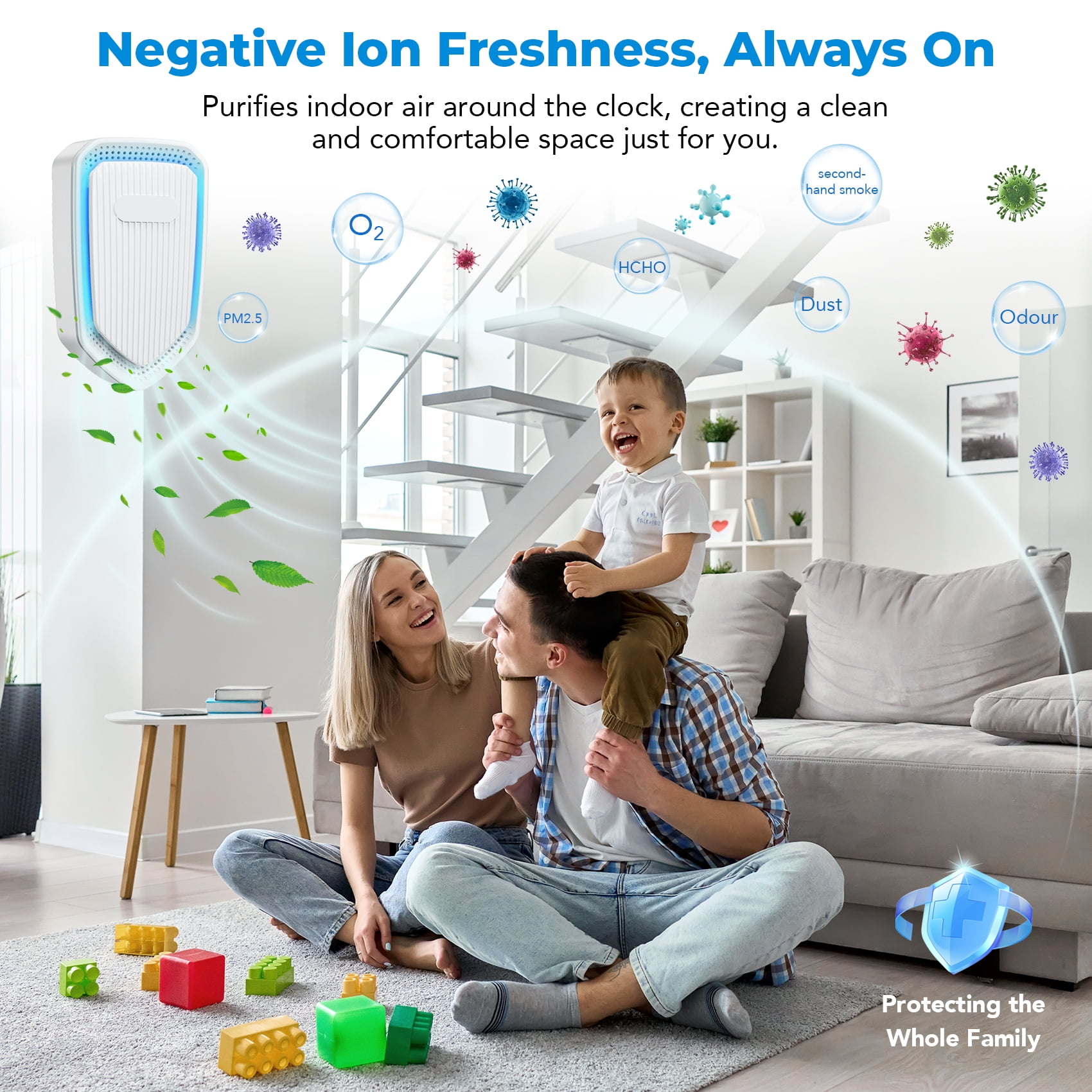 ecolyna Plug In Air Purifiers Quiet Air Freshener for Home Bedroom Office Basemen Portable Mini Air Cleaner Odor
