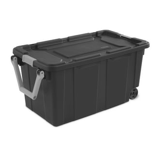 WEB MART 40-Gallon Wheeled Industrial Storage Tote, Black and Gray