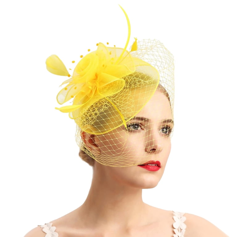 NEW! Elegant Yellow Fascinator Hat Luxury Yellow ??? . _ luxurious yellow brim fascinator  main image 3