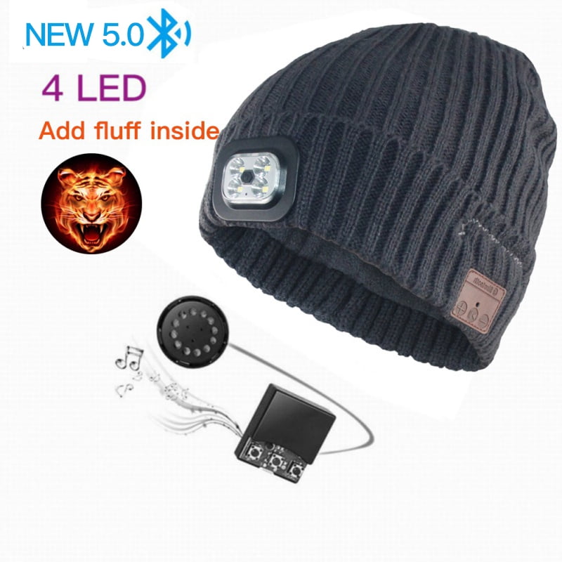 Bluetooth 5.0 LED Beanie Hat, Built-in Stereo Speakers ...