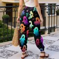 thumbnail image 4 of Green Womens Halloween High Waist Baggy Leg Pants Pj Pants Fall Loose Fit Party Costume 3XL, 4 of 4