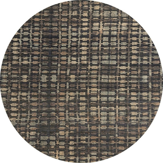 Ahgly Company Indoor Round Abstract Khaki Green Abstract Area Rugs, 6' Round