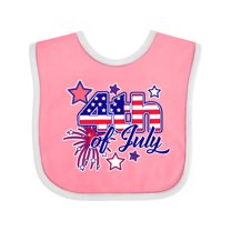 Inktastic 4th of July Fireworks Stars and American Flag Boys or Girls Baby Bib