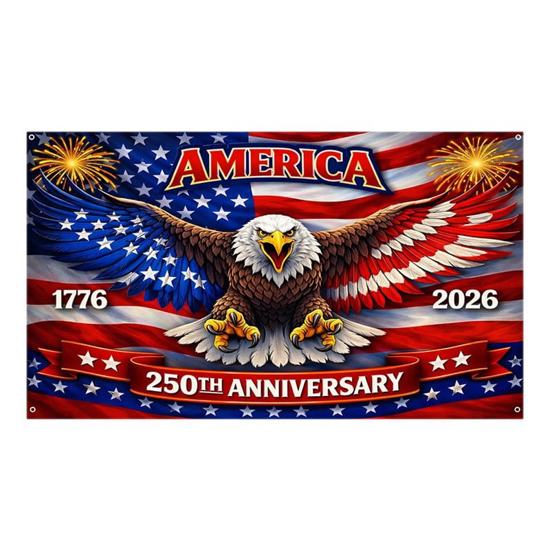 6x13FT 250 Years of Freedom Garage Door Banner, 250th Anniversary Eagle Design, American Anniversary Flag Celebrate 1776-2026,Patriotic Outdoor Decor Backdrop for Independence Day, Memorial Day
