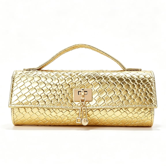 REMANLAND Women's PVC Snake Print Tote Clutch, Gold