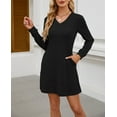 thumbnail image 5 of Elegant Ribbed V-Neck Knit Mini Dress | Soft Durable Fabric, Flattering Silhouette, Timeless Style for Brunch/Date/Evening | Breathable All-Season & Versatile, 5 of 30