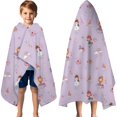 thumbnail image 3 of Pastel Princess Castle Pattern Hooded Bath Towel，60"x35" for Ages 3 To 12 Kids, Quick Dry Lightweight Soft Microfiber Hood Beach Towel Cover Up for Kids, 3 of 7