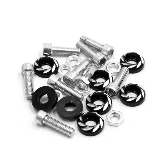 Unique Bargains 8Pcs 6mm Thread Dia Motorcycle License Plate Frame Screw Bolt Cap Fastener Black
