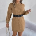 thumbnail image 4 of Daznico Women Fall and Winter Long Sleeve Oversized Cable Knit Pullover Sweater Dresses,Womens Sweater Dress,Size M, 4 of 7