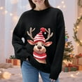thumbnail image 2 of Luwomo Womens' Sweaters for Christmas Festive Knit Pullover Cozy Santa Deer Print Soft Yarn Holiday Wear Long Sleeve Turtleneck Winter Elegant Design Regular Tops,Z3 Black,3XL, 2 of 4