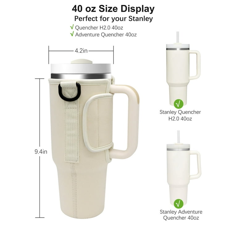Water Bottle Pouch for Stanley 40oz Tumbler with Handle | Stanley Cup Bag |  Tumbler Accessories | Gym Accessories for Women | Running Bag (Cream 