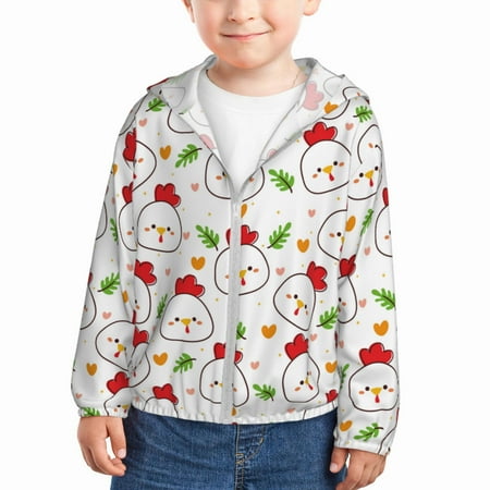 

Lukts Chicken And Plant Print Children s Long-Sleeved Sun Protection Clothing Hooded Sweatshirts for Boys and Girls Outdoor Sports-3 Years