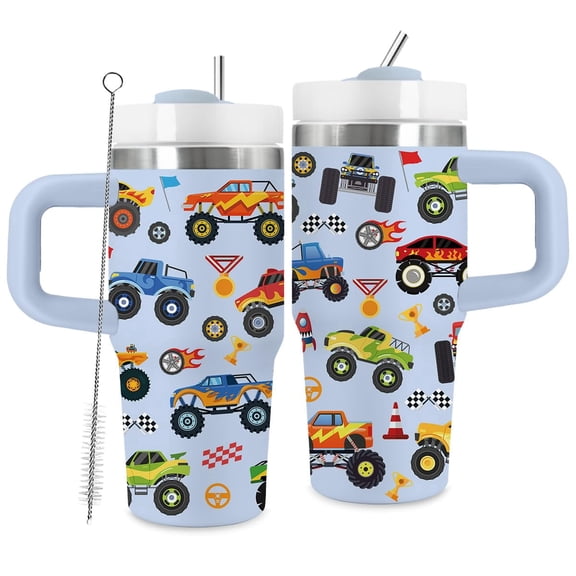 JOPJOLIW 14oz Car Tumbler with Handle and Straw, Stainless Steel Vacuum Insulated Tumblers, Birthday Gifts for Car Lover, Boy, Son, Gift for Men on Christmas Fathers Day