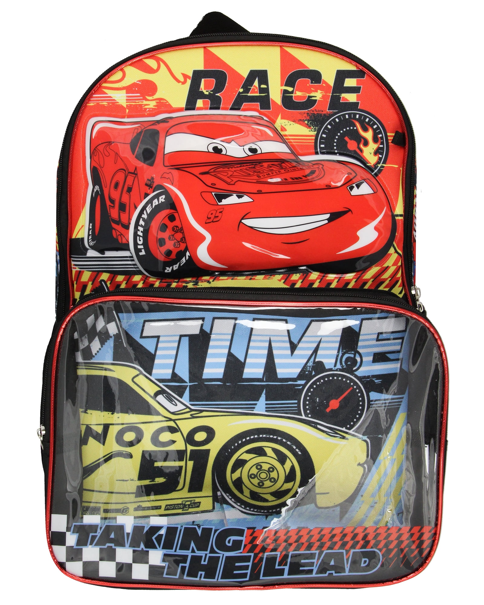 Disney Cars Taking The Lead by Seven Times Six Lightning McQueen Jackson Storm Backpack with Lunch Box 5-Piece Set