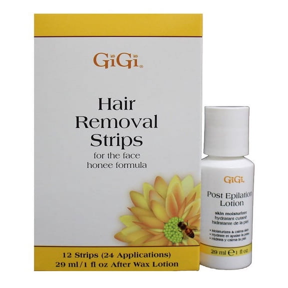 Gigi Hair Removal Strips for the Face - 12 Strips w/ 1oz Post Epilation Lotion