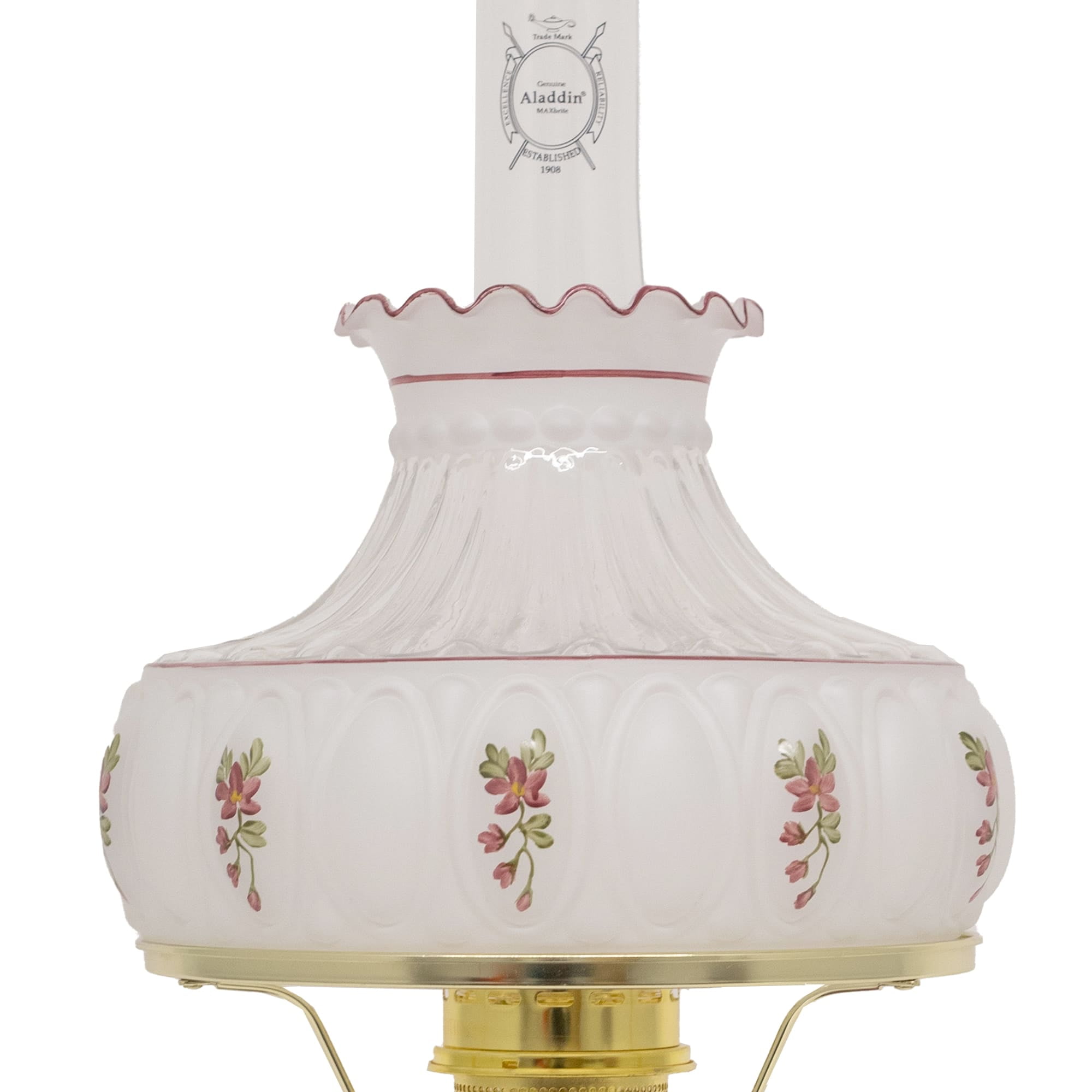Aladdin Amethyst Lincoln Drape Table Oil Lamp with Rose Shade and Brass Trim, Classic Vintage Design and Bright Illumination