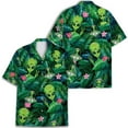 thumbnail image 2 of Funny Tropical Alien Hawaiian Shirt Aloha UFO Aliens Hawaiian Shirts Casual Short Sleeve Shirt Button Down Shirt, 2 of 7