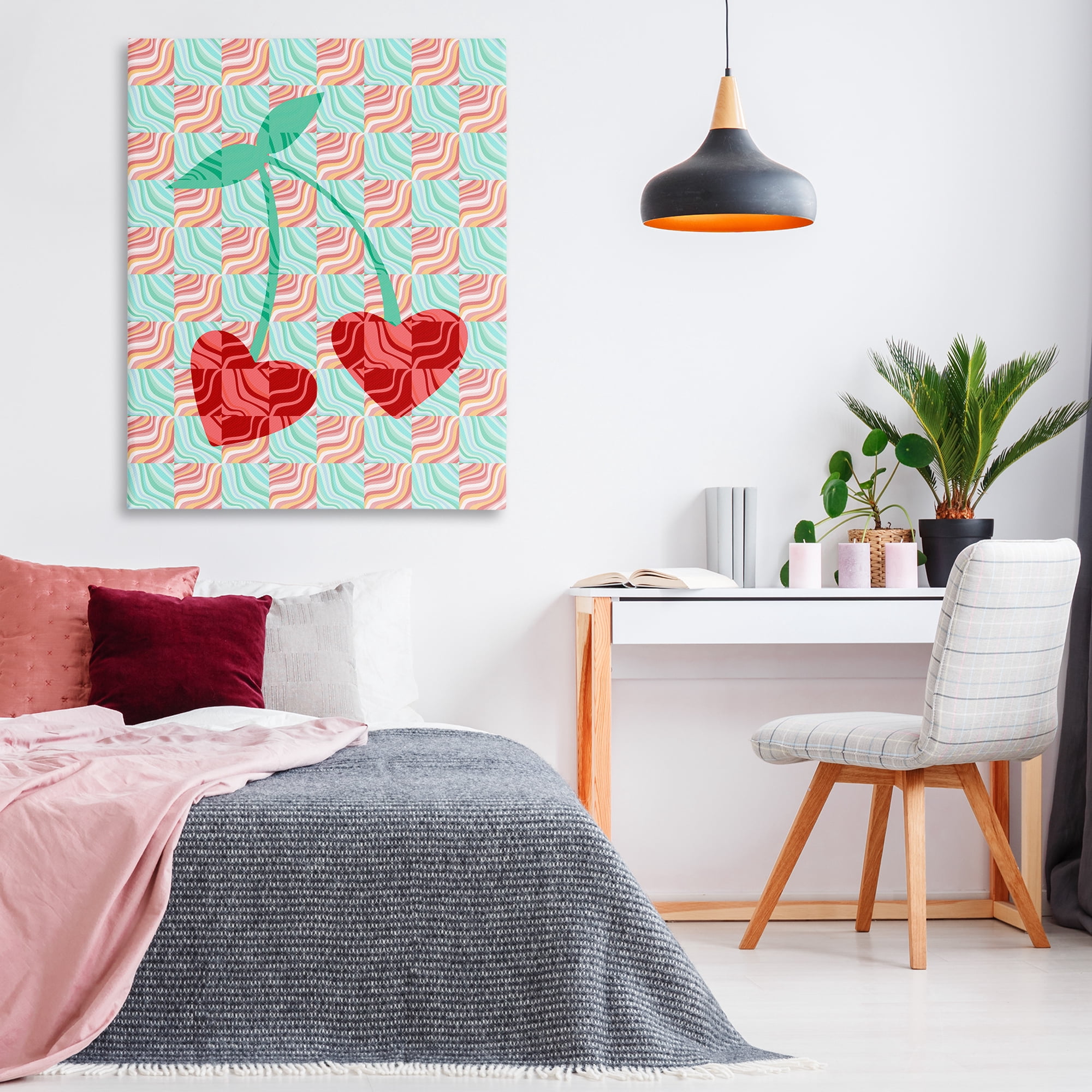 Stupell Industries Groovy Patterned Cherries Food & Beverage Painting Gallery Wrapped Canvas Art Print Wall Art, 36 x 48