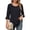 Black, variant on Pleated Blouses for Women 3/4 Length Bell Sleeve T Shirts Dressy Casual Round Neck Summer Tops
