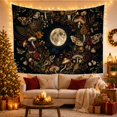 thumbnail image 2 of Mushrooms and Moths with Full Moon and Woodland Flora Mystical Vintage for Nature Lovers Botanical Illustration Art, Housewarming Gift Tapestry Wall Hanging for Bedroom and Living Room, 2 of 6