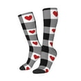 thumbnail image 2 of Balery Heart Black Buffalo Plaid Gingham Printed Novelty Socks Men's Women's Crew Socks Sports Socks Knee High Socks Cotton Socks Quirky and Cool Socks, 2 of 9