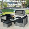 thumbnail image 2 of Tappio 7-Piece Rattan Patio Furniture Set, Storable Patio Conversation Set Outdoor Sectional Furniture Set for Patio, Garden, Backyard, Grey/Black, 2 of 7