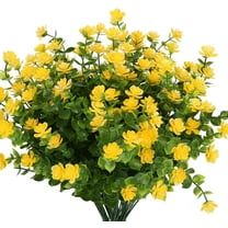 GRNSHTS 6PCS Artificial Flowers, Fake Artificial Greenery UV Resistant No Fade Faux Plastic Plants for Wedding Bridle Bouquet Indoor Outdoor Home Garden Kitchen Office Table Vase (Yellow)