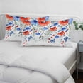 thumbnail image 3 of Red Blue Flowers Pillow Covers, Linen Long Throw Pillow Case, Spring Floral Elegant Pastoral Watercolor Holiday Pillow Protector Decorative Cushion Cover for Living Room/Bedroom 20" x 36", 3 of 8