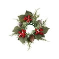 thumbnail image 2 of Artificial Flower Candle Rings Wreath, 6In Christmas Pillar Candle Holder, Berry & Pine Table Centerpiece for Mantel Holiday & Dining Decor, Garland*1 Piece, 2 of 3