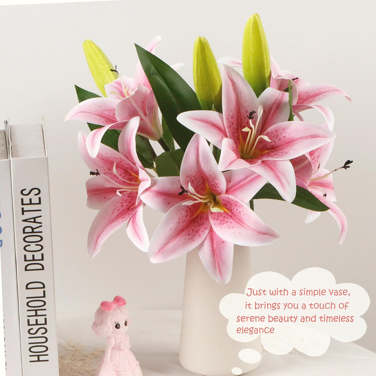 6pcs Tiger Lily Artificial Flowers, 15 Inch Faux Lilies Flower with 2 Blooms and 1 Bud, Latex Real Touch Easter Lily Flowers for Home Décor Centerpiece Wedding Bouquet,Deep Purple