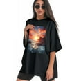thumbnail image 3 of Plus Size Shirt for Women Black Tops for Women Oversized Short Sleeves Shirt for Women Sunset 3 T Shirt Crewneck Shirt for Women 3XL, 3 of 5