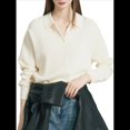 thumbnail image 1 of Camisa de Larga para Mujer, Informal, Holgada, con Cuello en V, para Trabajo Formal, Ropa de Otoño. Crema L, 1 of 9